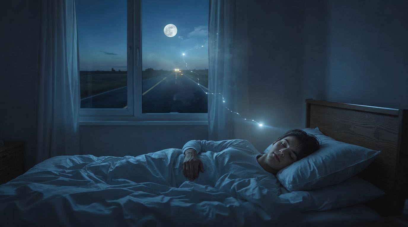 Schlafende Person mit ruhiger Traumszene als Symbol für die MILD-Technik beim Klarträumen