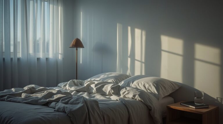 Ruhiges Schlafzimmer am frühen Morgen als Symbol für Wake Back to Bed beim Klarträumen