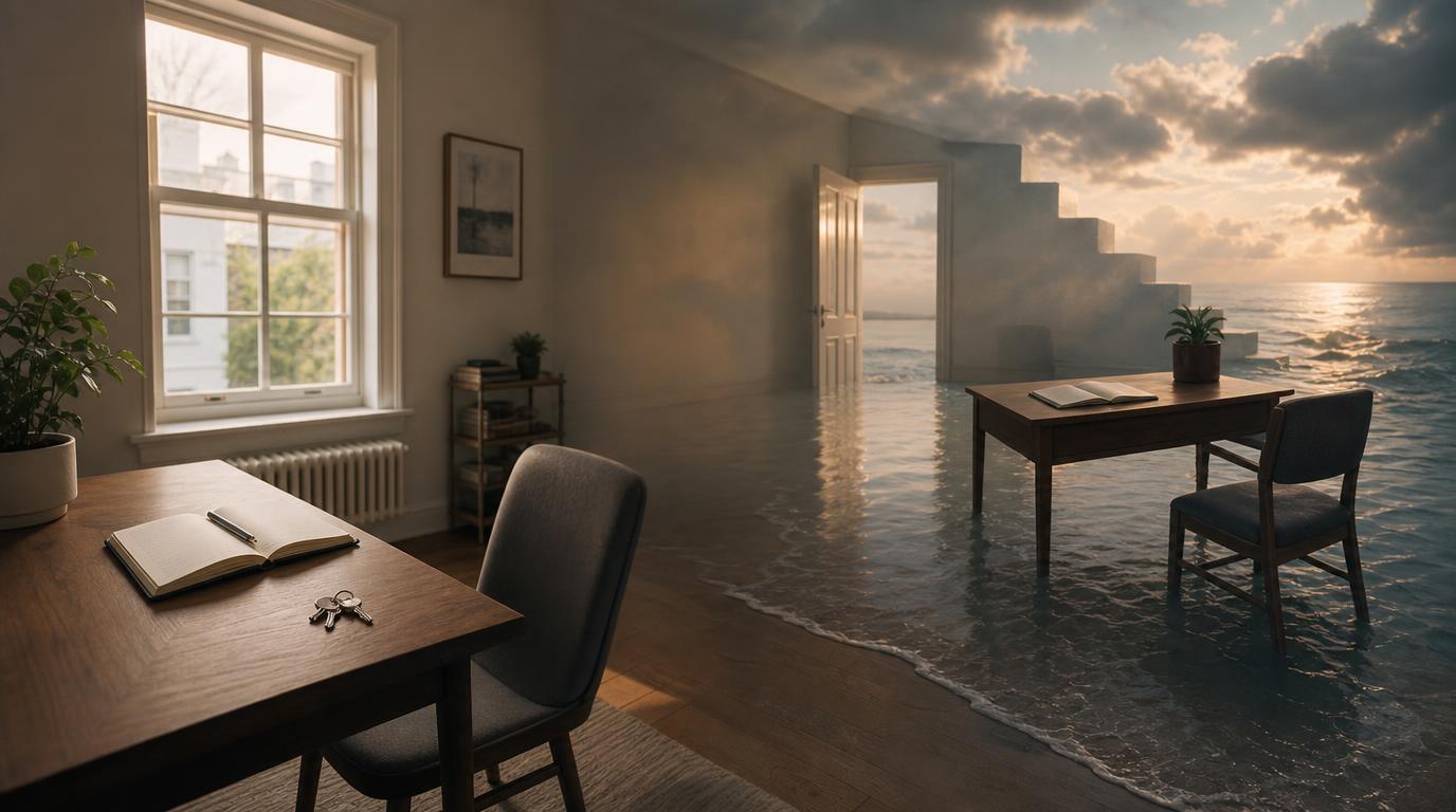 Reales Zimmer geht fließend in eine traumhafte Küstenlandschaft über